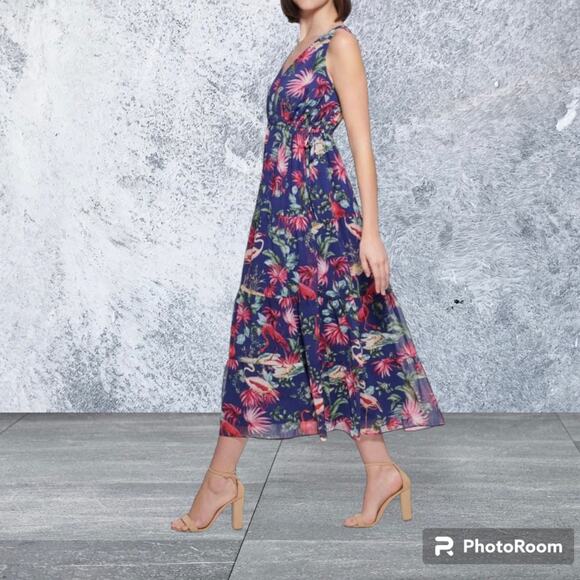 NWT KENSIE Flamingo Print Maxi Shift Dress Size 12 - Picture 3 of 8